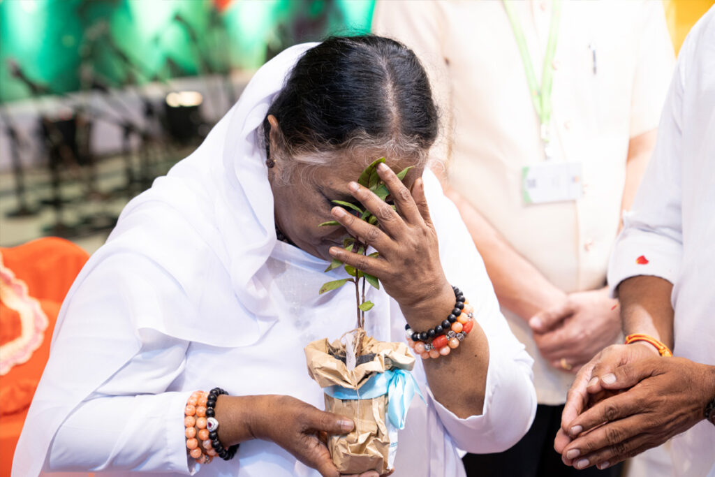 Amma expressed that as long as we do not acknowledge this eternal unity between humankind and Mother Nature, peace, happiness, and harmony will remain a dream.