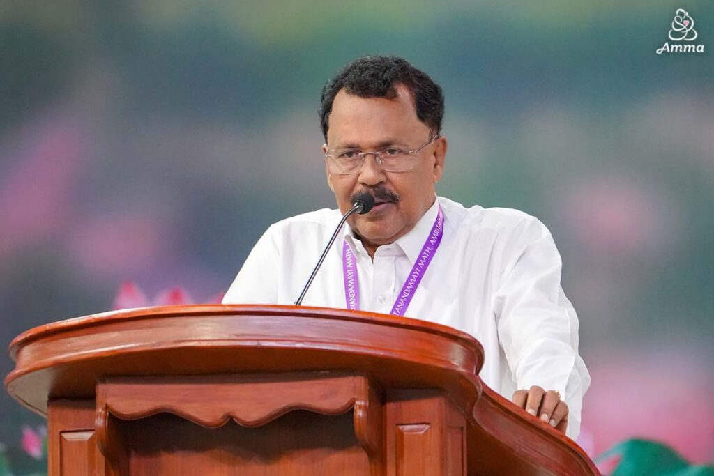a man at a microphone