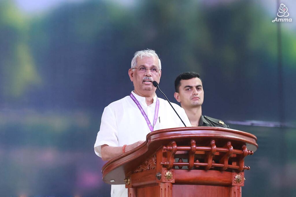 a man speaks at a podium