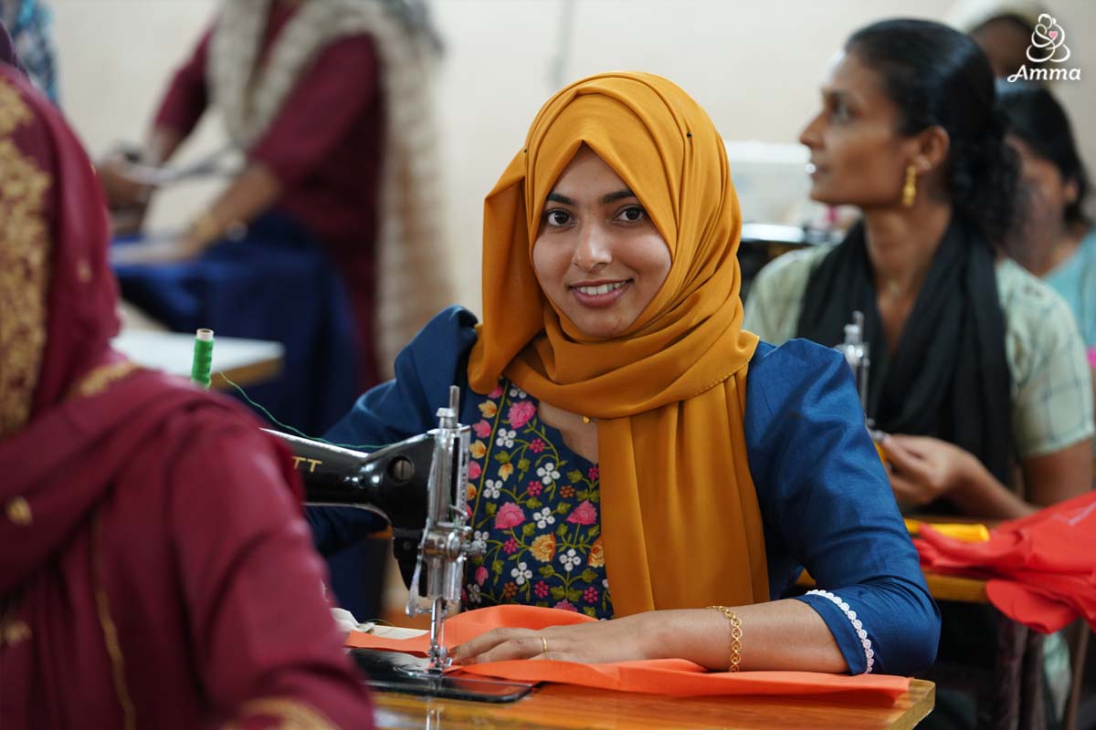 A woman at a sewing machine