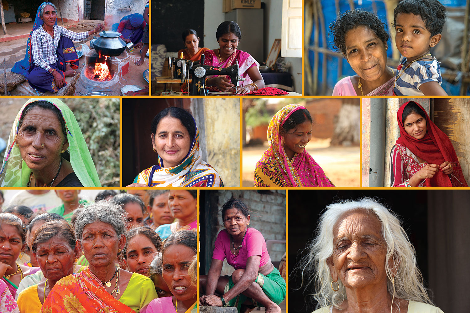 Collage of faces of Indian women of different ages and lifestyles